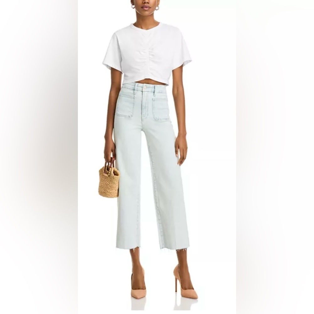 Good American High Rise Patch Pocket Crop Palazzo Jeans